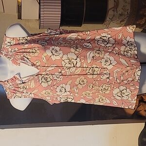 NWT Karl Lagerfeld Pink White Floral Pearl Neckline Detail Sleeveless